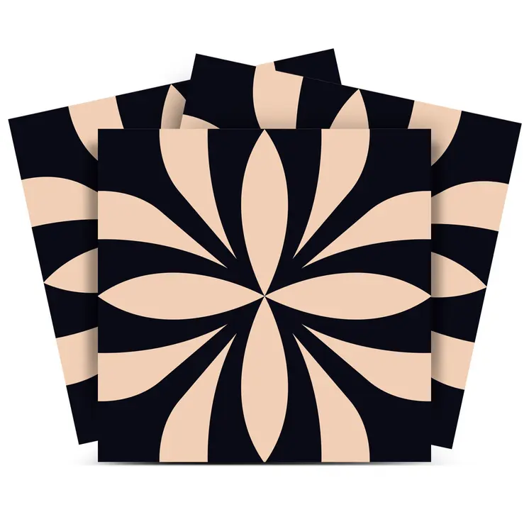 5" X 5" Intertwined Black And Cream Peel And Stick Removable Tiles