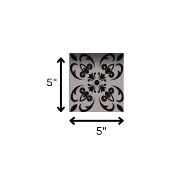 5" X 5" Black And White Orchid Peel And Stick Removable Tiles