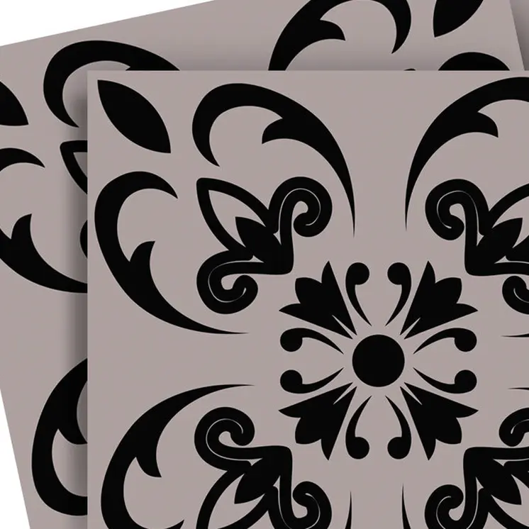 8" X 8" Black And White Orchid Peel And Stick Removable Tiles