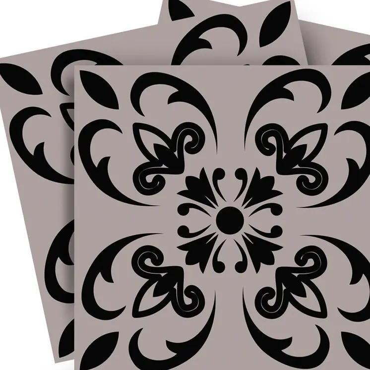 8" X 8" Black And White Orchid Peel And Stick Removable Tiles