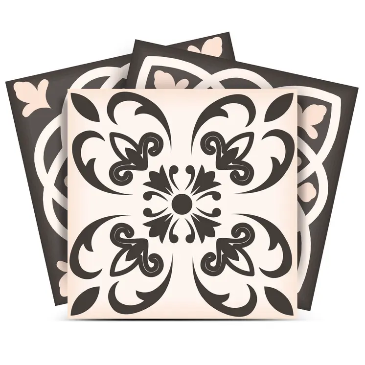 8" X 8" Charcoal And White Mosaic Peel And Stick Removable Tiles