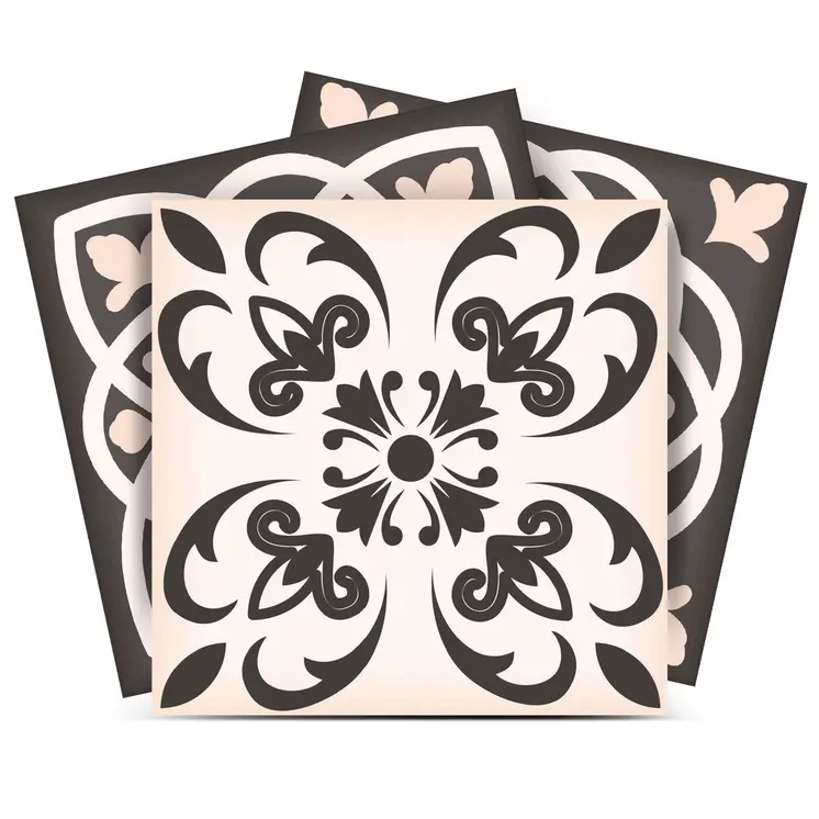 8" X 8" Charcoal And White Mosaic Peel And Stick Removable Tiles