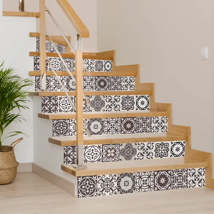 5" X 5" Light Brown And White Mosaic Peel And Stick Removable Tiles