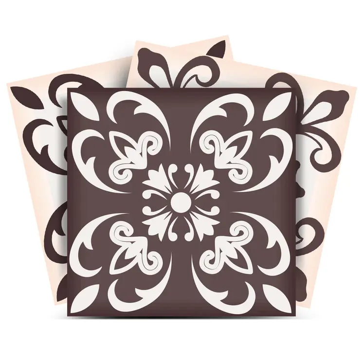 5" X 5" Light Brown And White Mosaic Peel And Stick Removable Tiles