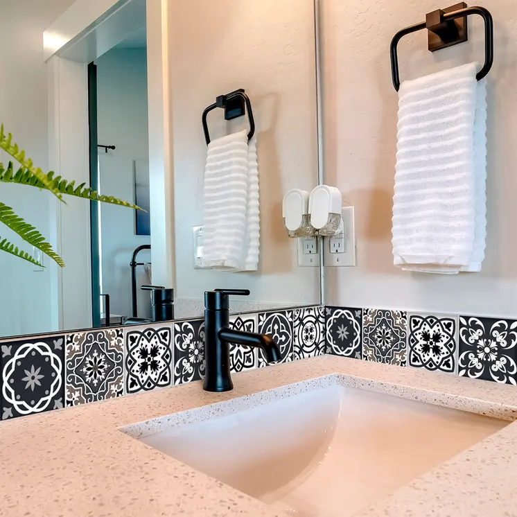8" X 8" Black White And Tan Peel And Stick Removable Tiles