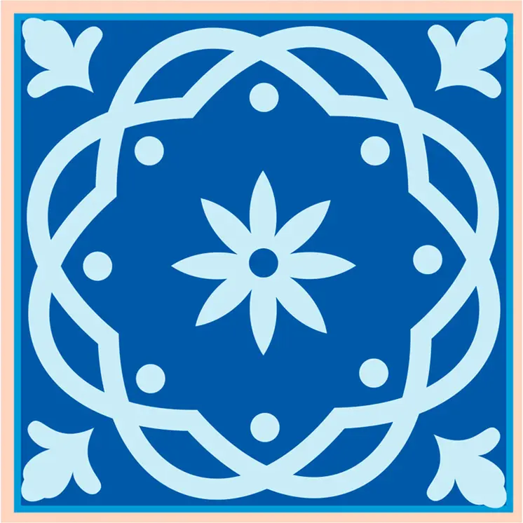 5" X 5" Dark And Light Blue Mosaic Peel And Stick Removable Tiles