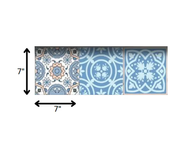 7" X 7" Ocean Blue Mosaic Peel And Stick Removable Tiles