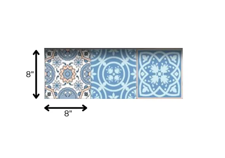 8" X 8" Ocean Blue Mosaic Peel And Stick Removable Tiles