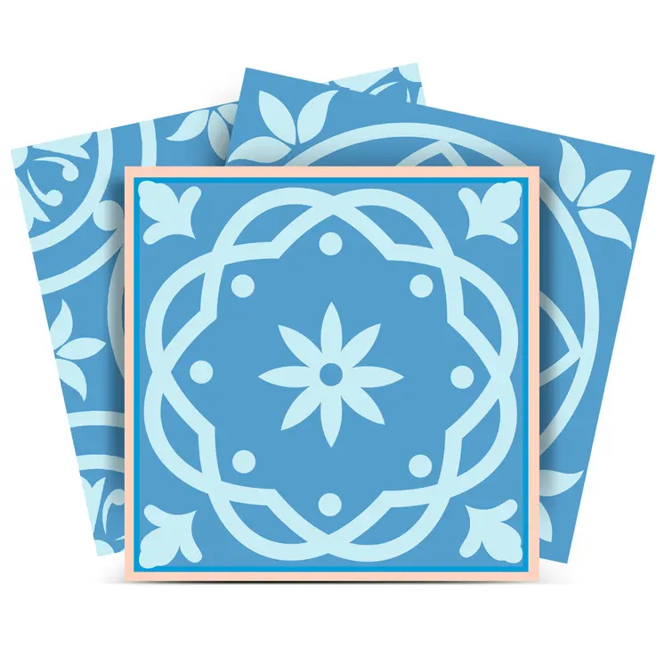 8" X 8" Ocean Blue Mosaic Peel And Stick Removable Tiles