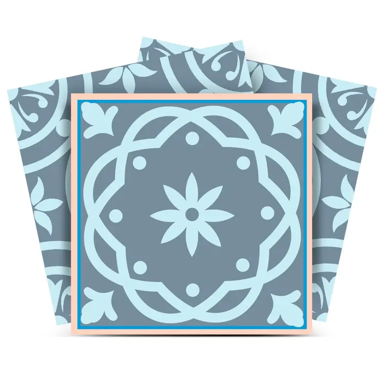 5" X 5" Baby Blue And Peach Mosaic Peel And Stick Removable Tiles
