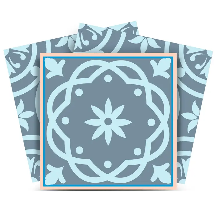 5" X 5" Baby Blue And Peach Mosaic Peel And Stick Removable Tiles