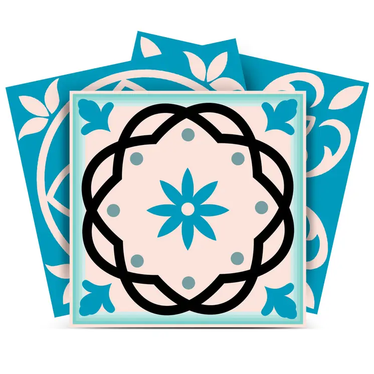5" X 5" Sky Blue Mosaic Peel And Stick Removable Tiles
