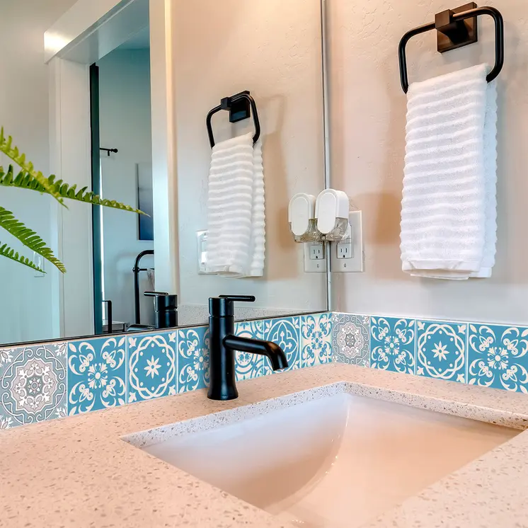 5" X 5" Sky Blue Mosaic Peel And Stick Removable Tiles