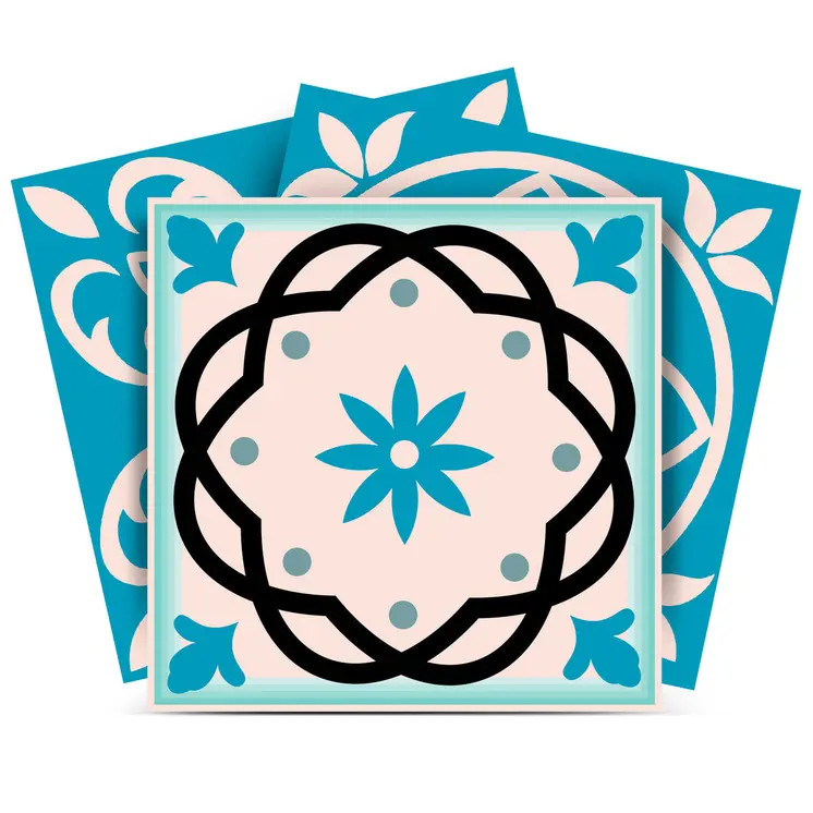 5" X 5" Sky Blue Mosaic Peel And Stick Removable Tiles
