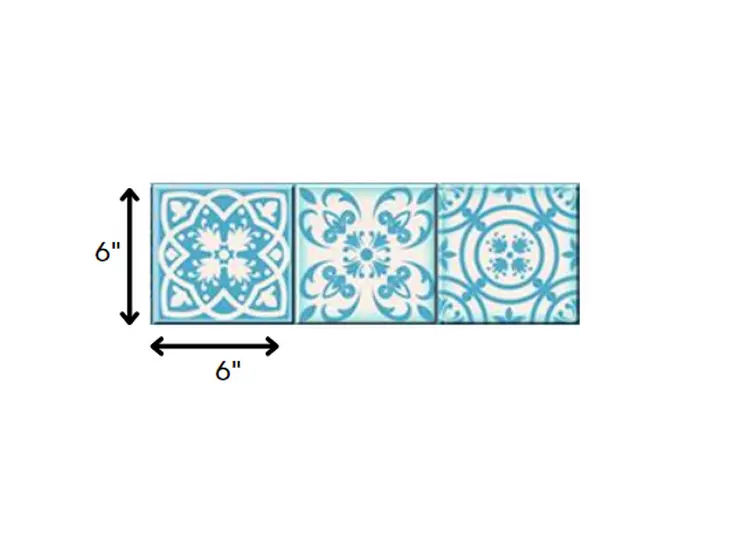 6" X 6" Sky Blue Mosaic Peel And Stick Removable Tiles