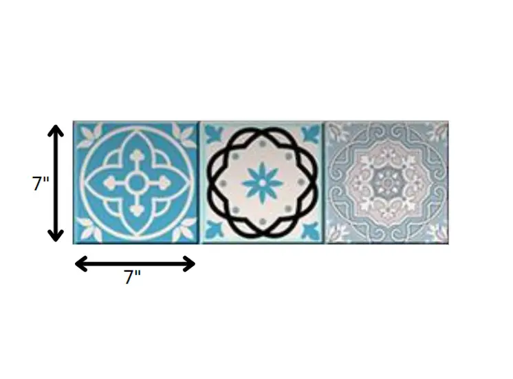 7" X 7" Sky Blue Mosaic Peel And Stick Removable Tiles