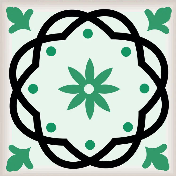 6" X 6" Green And White Mosaic Peel And Stick Removable Tiles