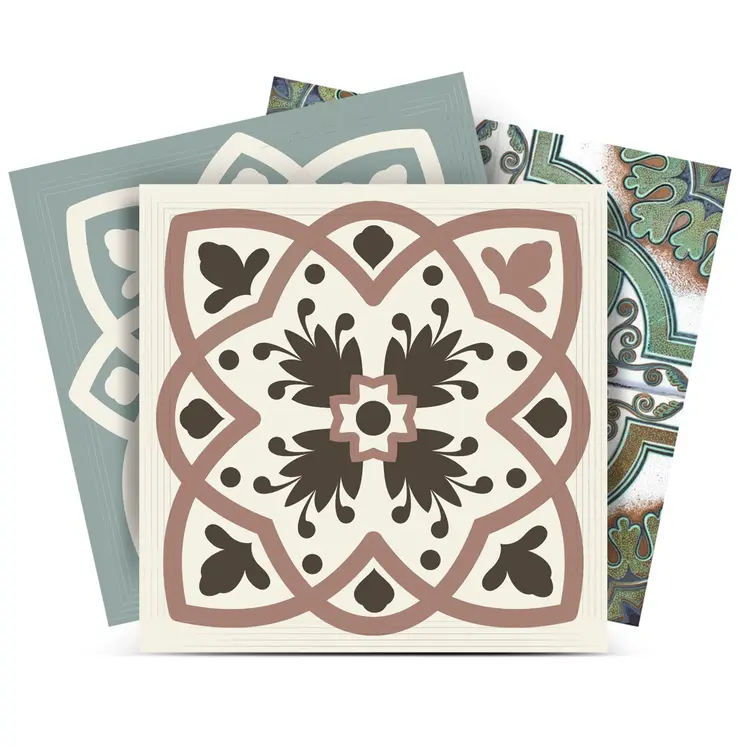 6" X 6" Vintage Sage Mosaic Peel And Stick Removable Tiles