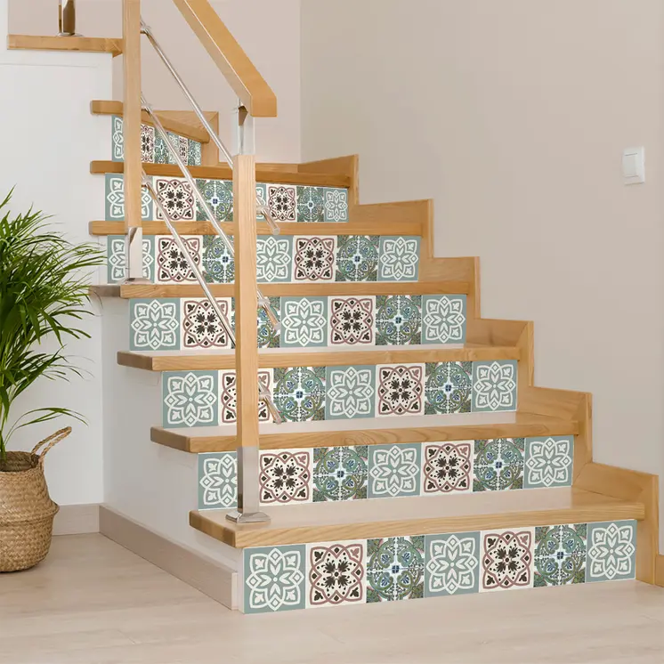 7" X 7" Vintage Sage Mosaic Peel And Stick Removable Tiles