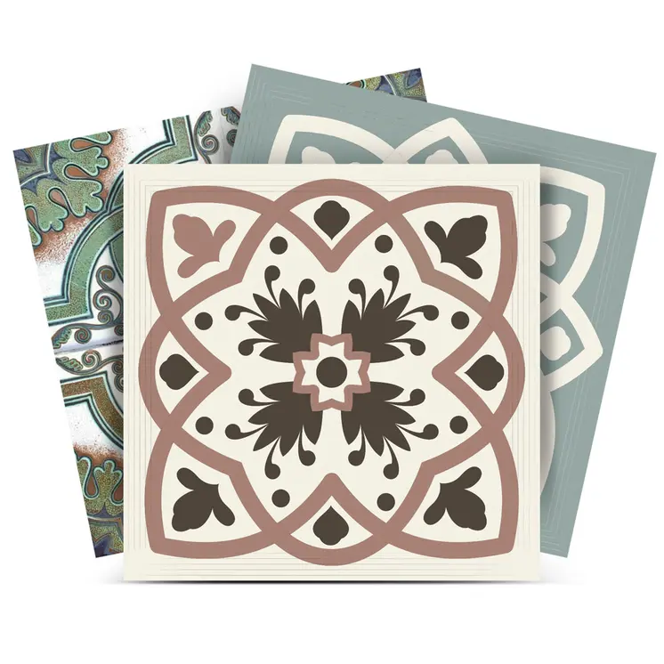 7" X 7" Vintage Sage Mosaic Peel And Stick Removable Tiles