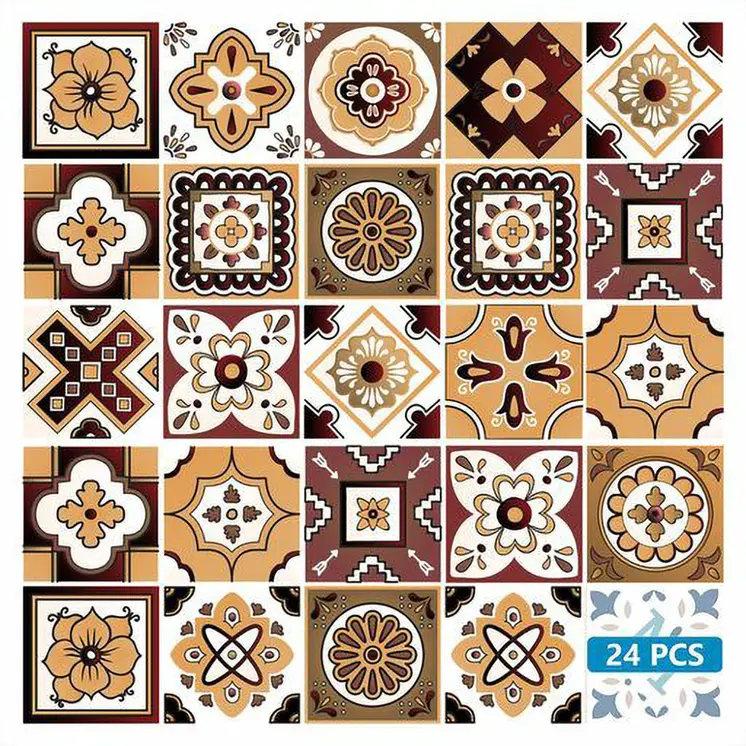 4" X 4" Shades Of Brown Mosaic Peel And Stick Removable Tiles
