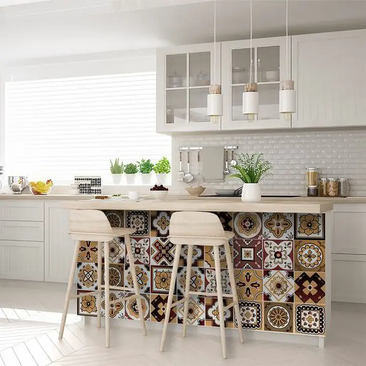 6" X 6" Shades Of Brown Mosaic Peel And Stick Removable Tiles