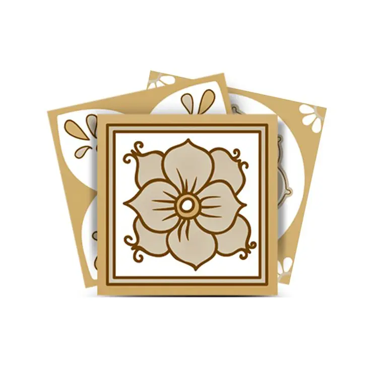 6" X 6" Vintage Brown And White Peel And Stick Removable Tiles