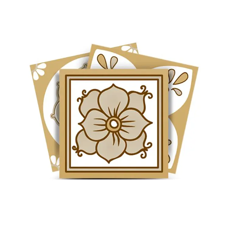 6" X 6" Vintage Brown And White Peel And Stick Removable Tiles