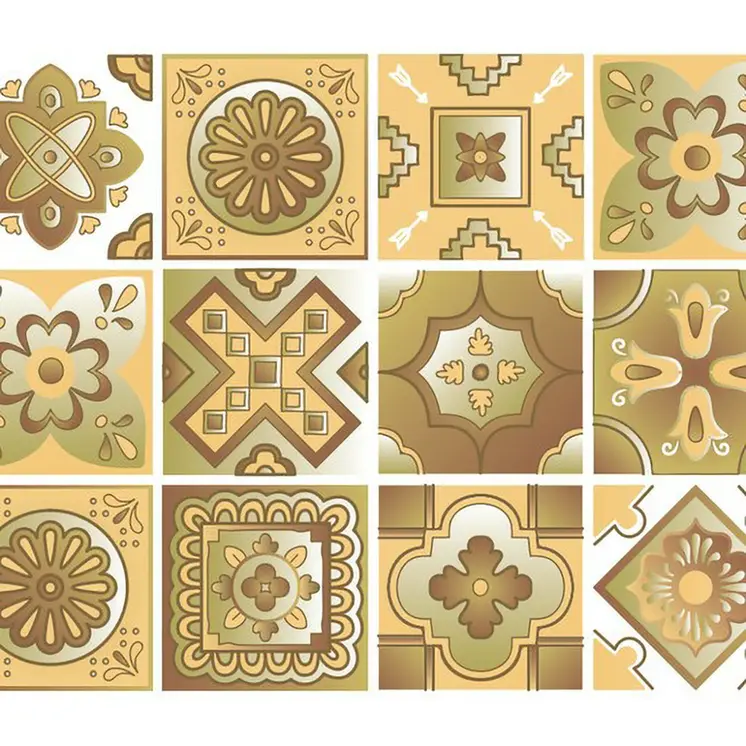 4" X 4" Vintage Beige And White Peel And Stick Removable Tiles
