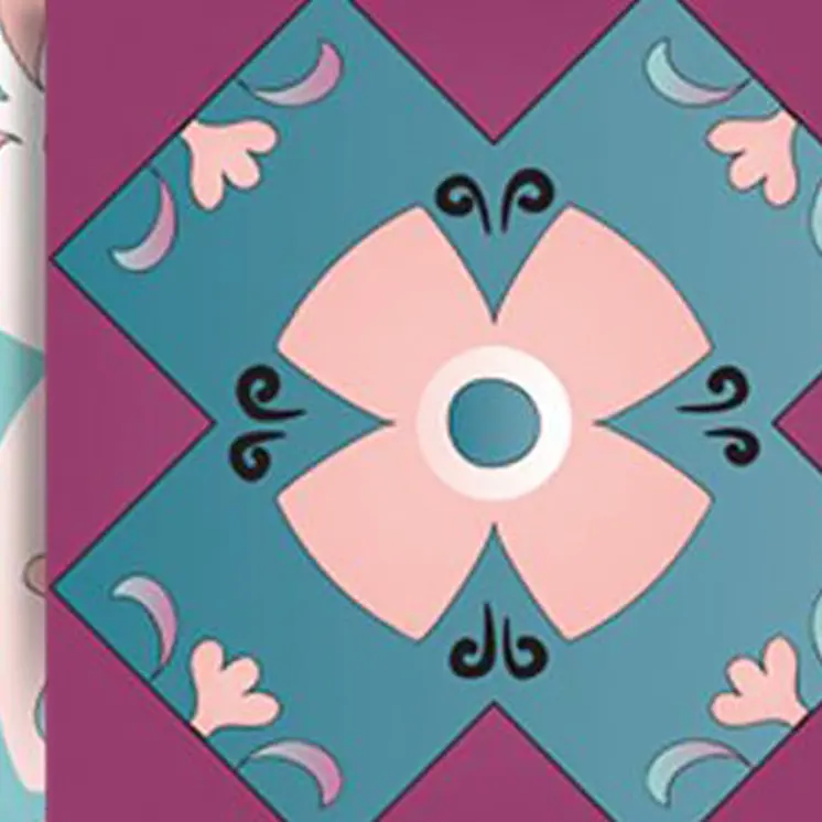 4" X 4" Vintage Turq Blush And Mauve Peel And Stick Removable Tiles