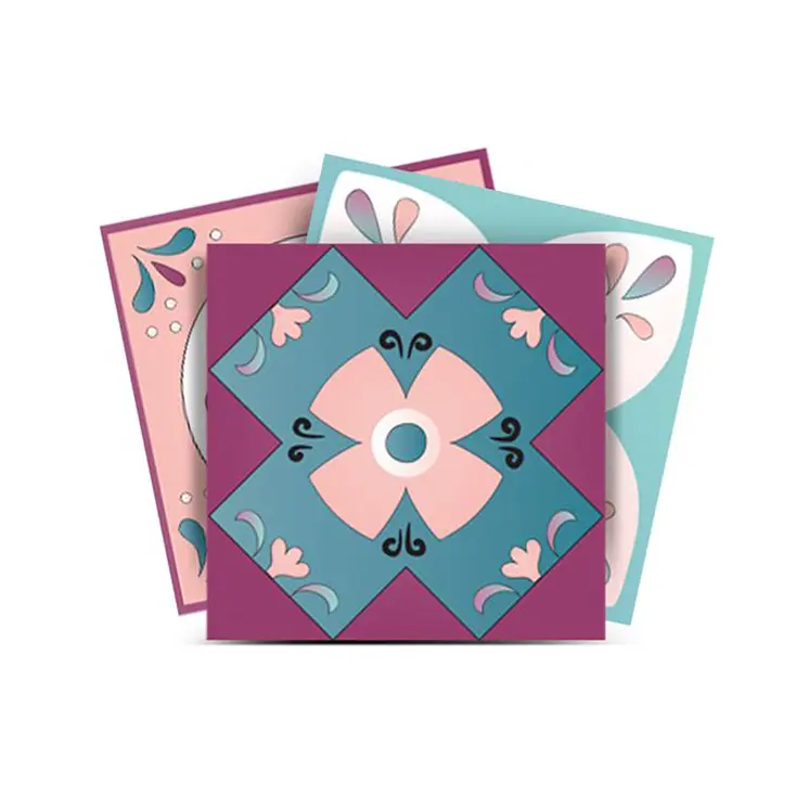6" X 6" Vintage Turq Blush And Mauve Peel And Stick Removable Tiles