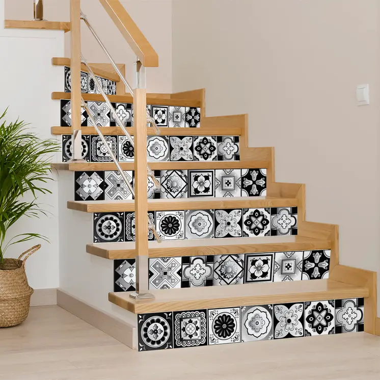 5" X 5" Black White And Gray Mosaic Peel And Stick Removable Tiles