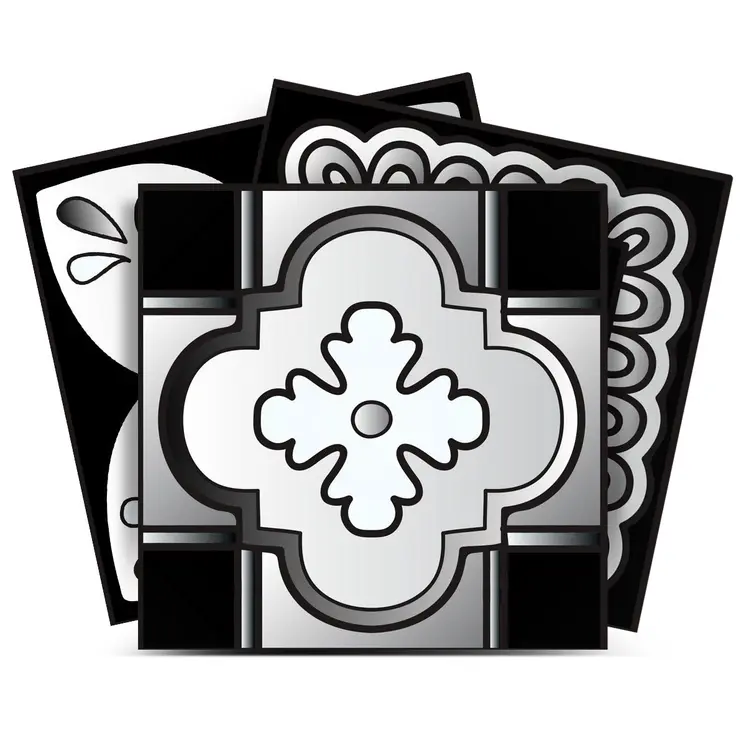 5" X 5" Black White And Gray Mosaic Peel And Stick Removable Tiles