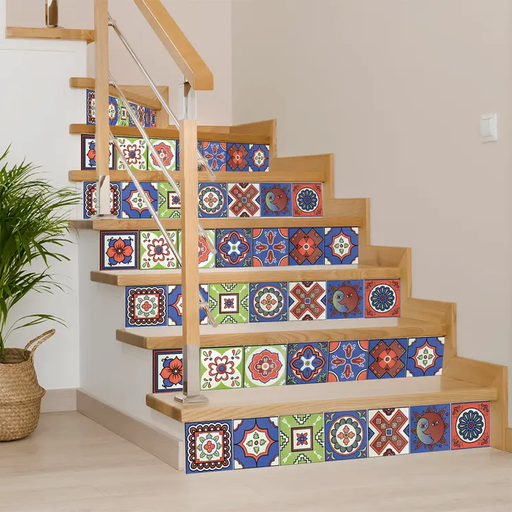 6" X 6" Mediterra Terra Cotta Mosaic Peel And Stick Removable Tiles
