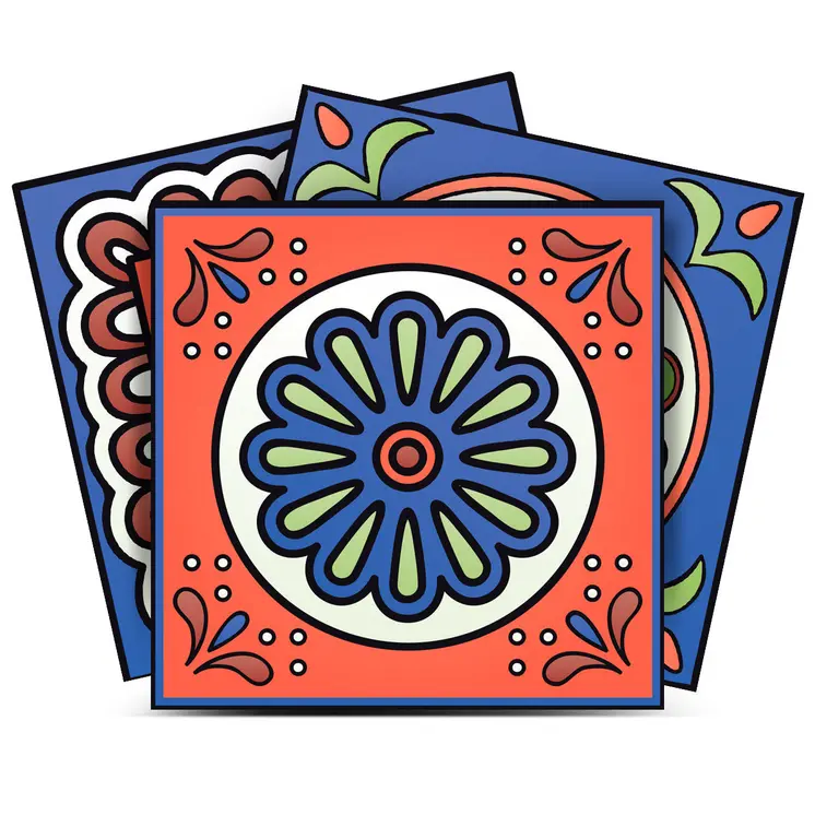 6" X 6" Mediterra Terra Cotta Mosaic Peel And Stick Removable Tiles