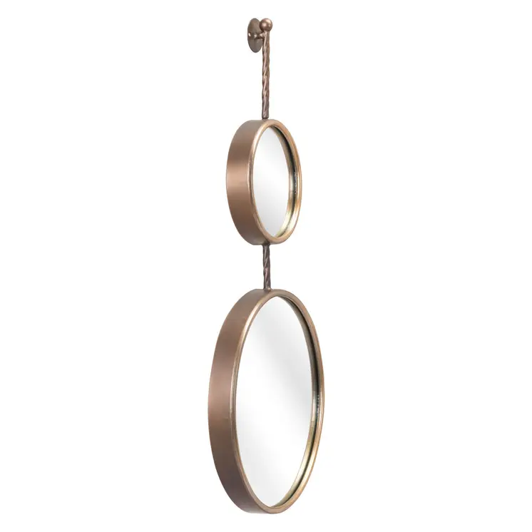 35" Gold Round Steel Framed Accent Mirror