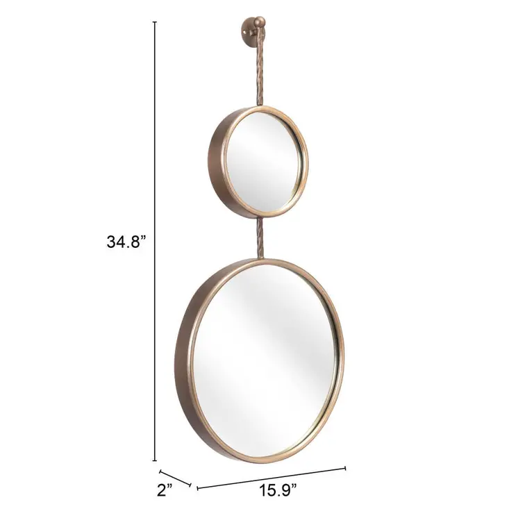 35" Gold Round Steel Framed Accent Mirror
