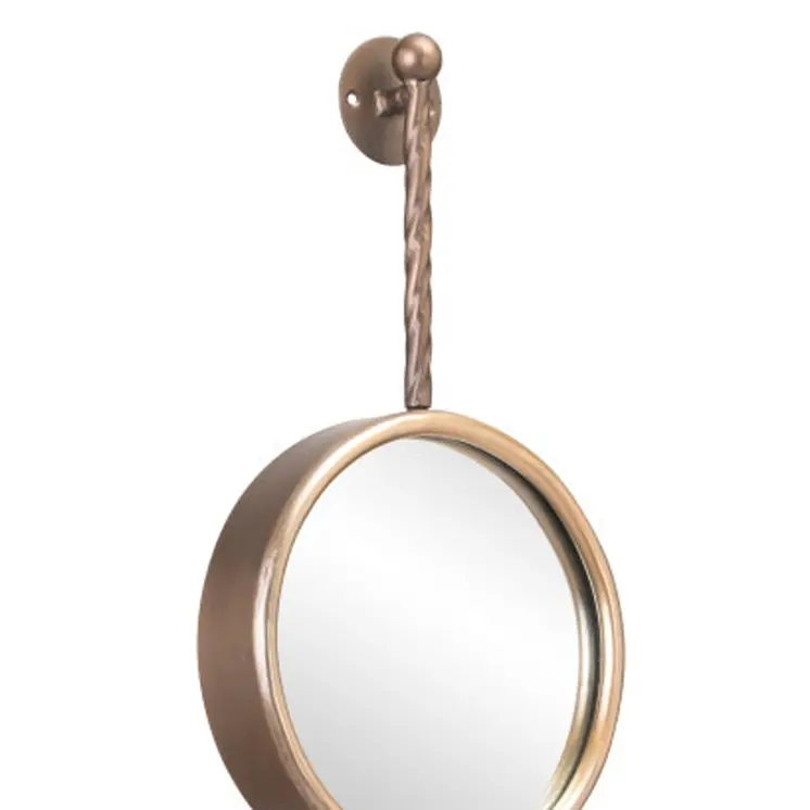 35" Gold Round Steel Framed Accent Mirror