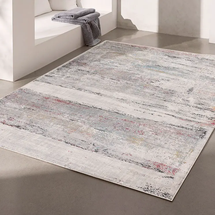 5' X 8' Gray Abstract Irregular Blocks Area Rug