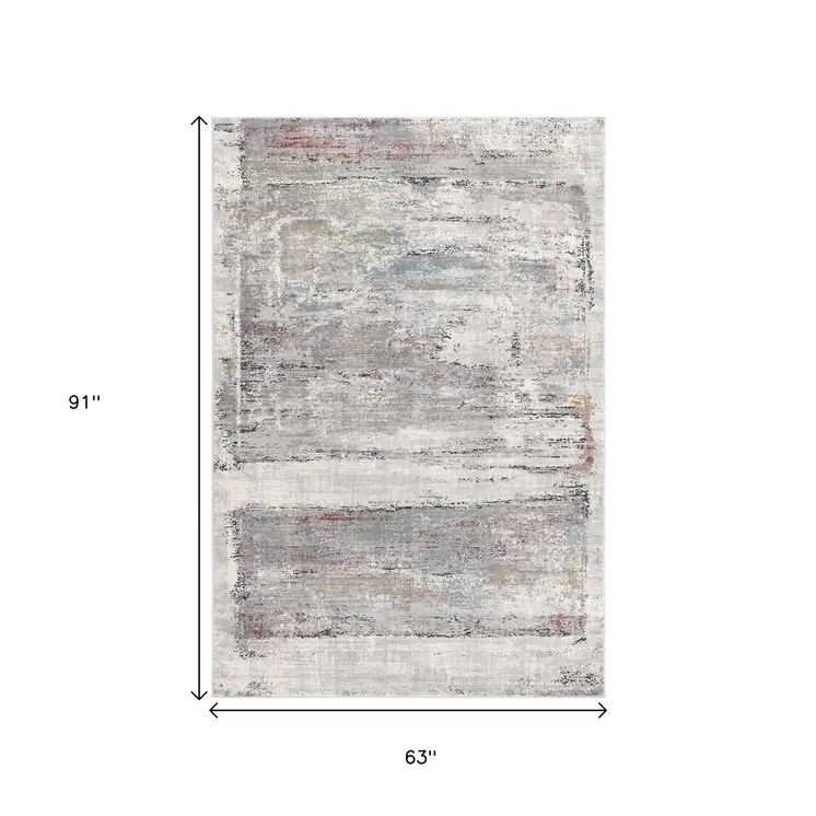 5' X 8' Gray Abstract Irregular Blocks Area Rug
