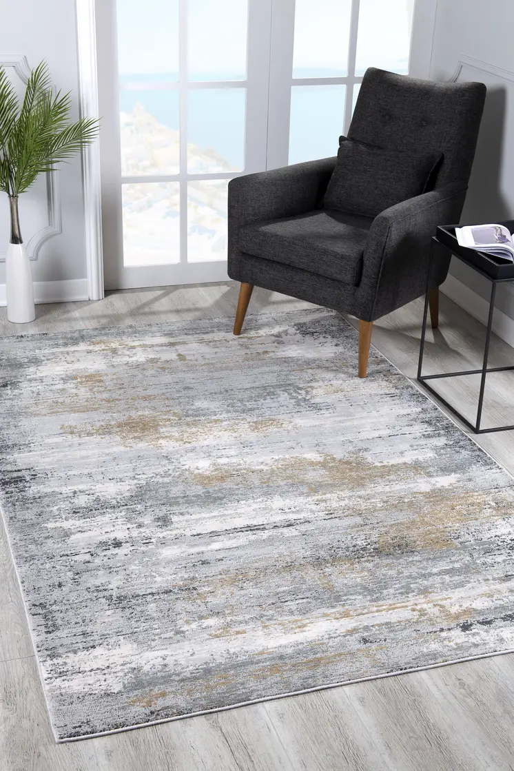 7' X 10' Gray Mod Distressed Strokes Area Rug