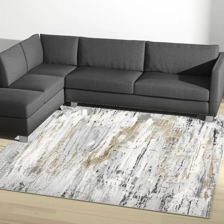 7' X 10' Gray Mod Distressed Strokes Area Rug