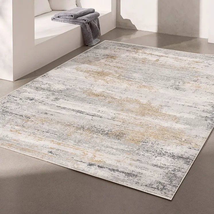 7' X 10' Gray Mod Distressed Strokes Area Rug