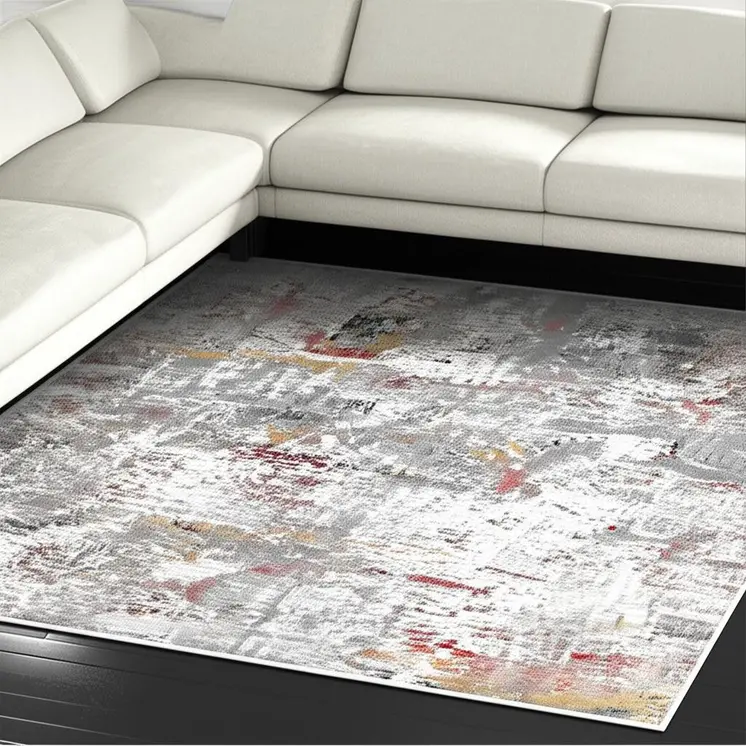 8' X 11' Gray And Ivory Abstract Area Rug