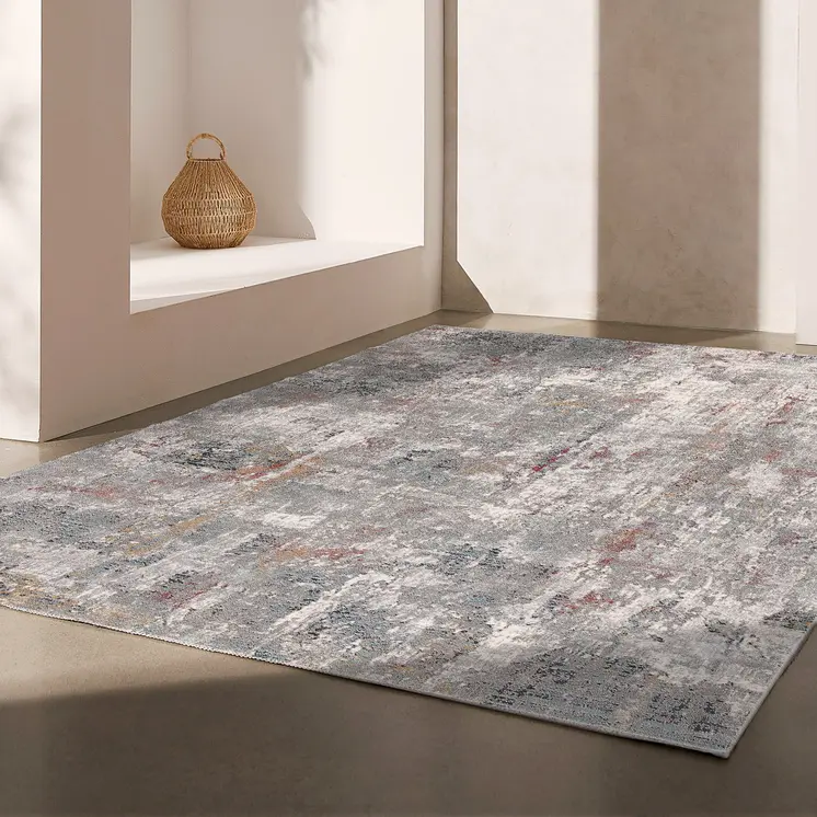 8' X 11' Gray And Ivory Abstract Area Rug