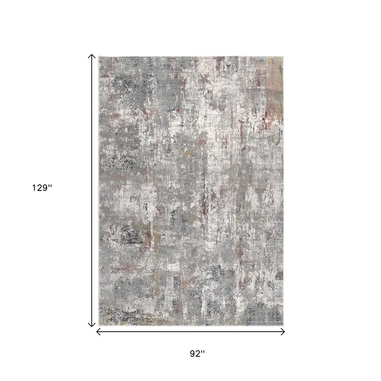 8' X 11' Gray And Ivory Abstract Area Rug
