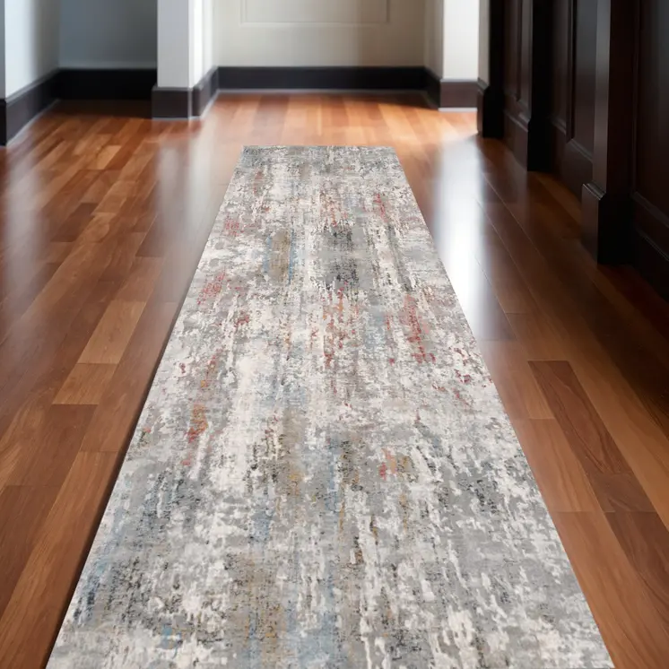 2' X 15' Gray Abstract Pattern Runner Rug