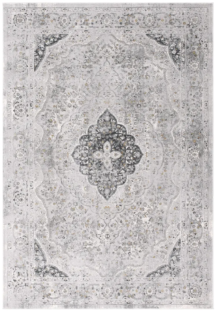 4' X 6' Grey Oriental Area Rug
