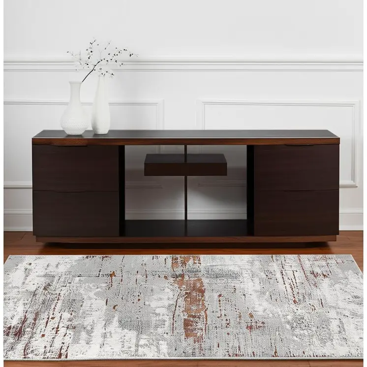 4' X 6' Gray And Brown Abstract Scraped Area Rug