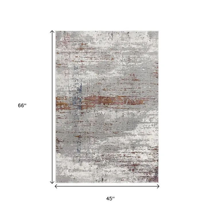 4' X 6' Gray And Brown Abstract Scraped Area Rug